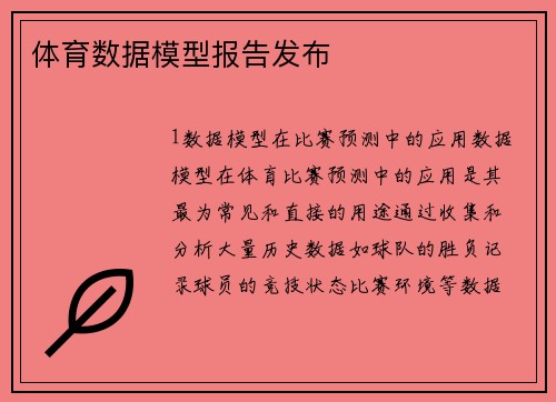 体育数据模型报告发布